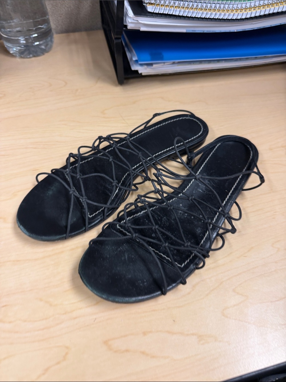 Staud Women's Black Strappy Lace-Up Flat Sandals - Picture 2 of 4